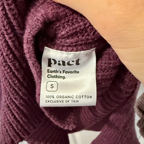 Pact Organic Cotton Size S Women's Fisherman Knit Tunic Sweater Mock Neck Purple - Picture 7 of 13
